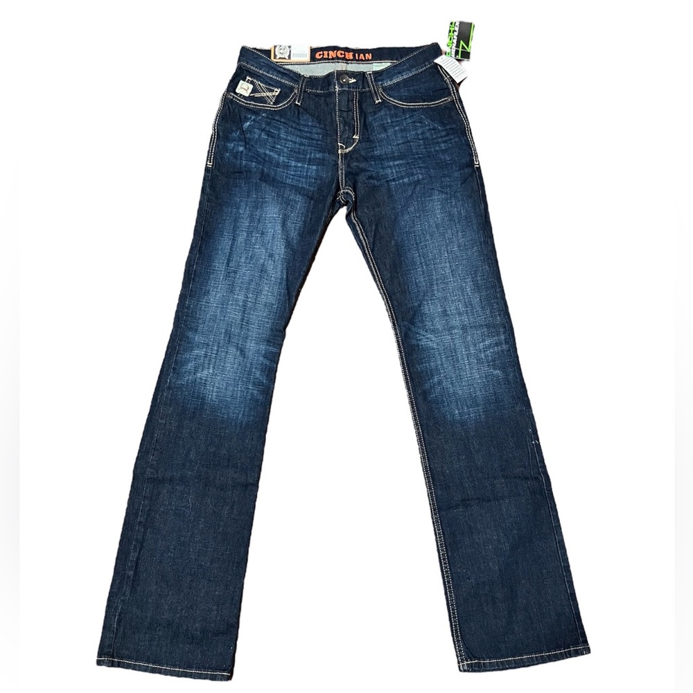 NEW Cinch IAN Men's Boot Cut Slim Mid Rise Blue Jean Dark Wash Denim 31x36